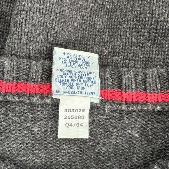 Vintage Old Navy Sweater Lambswool Blend XL Crewneck Striped Y2K Mens Gray - Picture 5 of 8